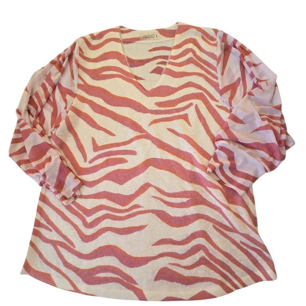 Atelier5 By Community of Artists Womens Zebra Print Long Sleeve Top Pink Large - Picture 3 of 10